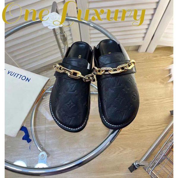Replica Louis Vuitton LV Unisex Cosy Flat Comfort Clog Black Monogram-Embossed Calf Leather 5
