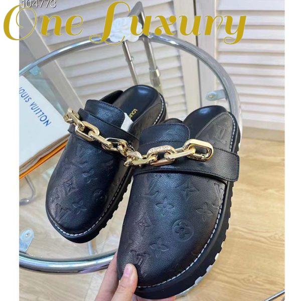 Replica Louis Vuitton LV Unisex Cosy Flat Comfort Clog Black Monogram-Embossed Calf Leather 8