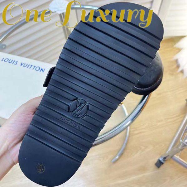 Replica Louis Vuitton LV Unisex Cosy Flat Comfort Clog Black Monogram-Embossed Calf Leather 11