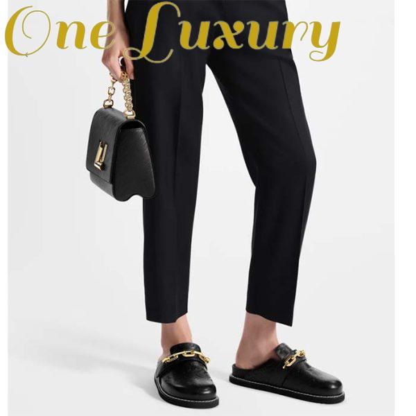 Replica Louis Vuitton LV Unisex Cosy Flat Comfort Clog Black Monogram-Embossed Calf Leather 13