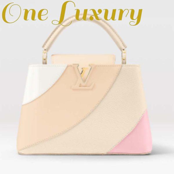 Replica Louis Vuitton LV Women Capucines BB Handbag Beige Taurillon Patent Leather Smooth Calfskin