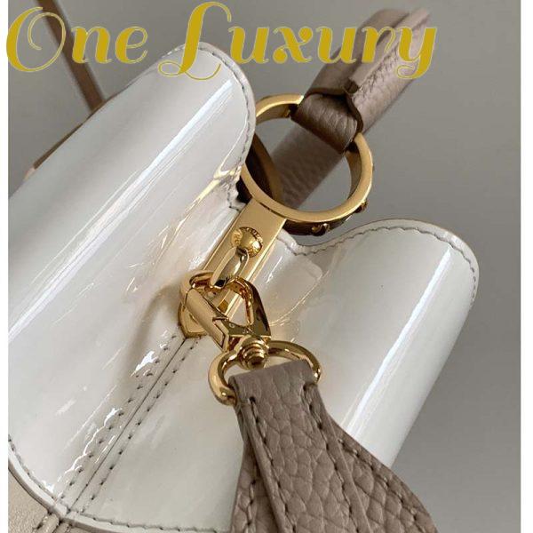 Replica Louis Vuitton LV Women Capucines BB Handbag Beige Taurillon Patent Leather Smooth Calfskin 9