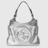 Replica Gucci Women GG Blondie Small Tote Bag White Leather Round Interlocking G 15