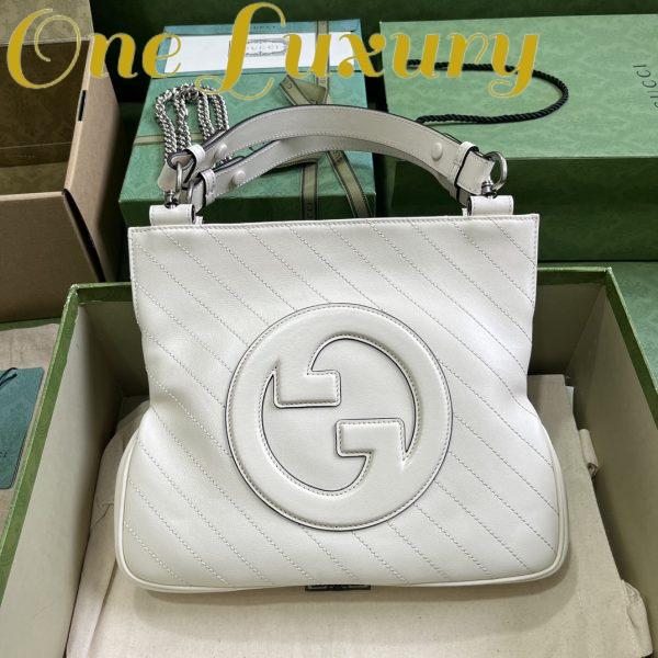 Replica Gucci Women GG Blondie Small Tote Bag White Leather Round Interlocking G 3