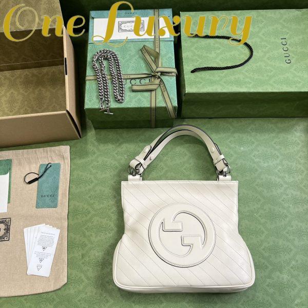 Replica Gucci Women GG Blondie Small Tote Bag White Leather Round Interlocking G 7