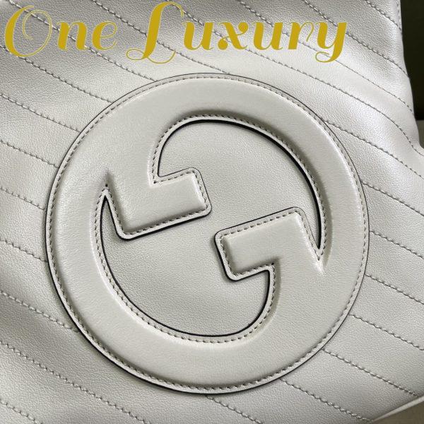 Replica Gucci Women GG Blondie Small Tote Bag White Leather Round Interlocking G 9