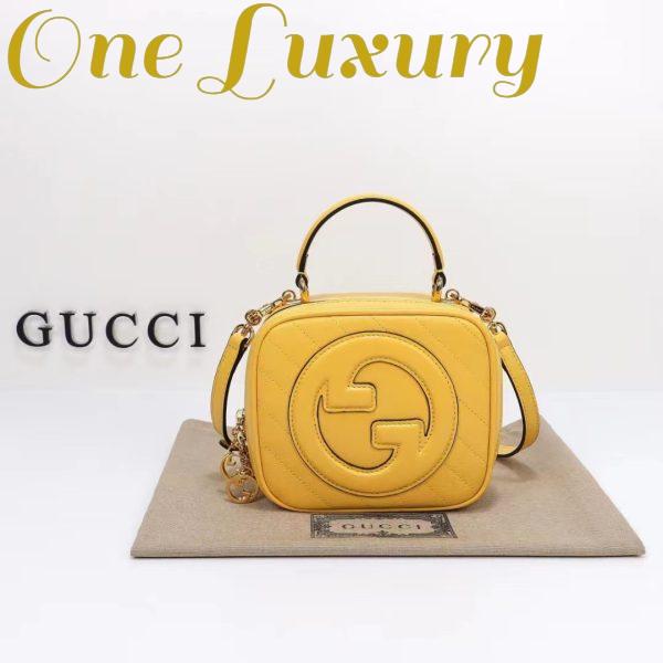 Replica Gucci Women GG Blondie Top Handle Bag Yellow Leather Round Interlocking G 3