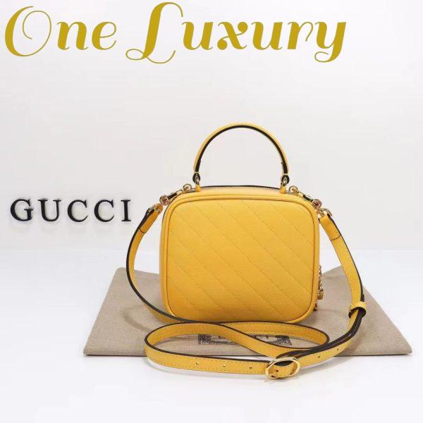 Replica Gucci Women GG Blondie Top Handle Bag Yellow Leather Round Interlocking G 4