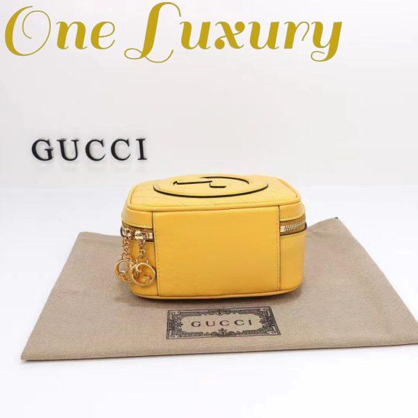 Replica Gucci Women GG Blondie Top Handle Bag Yellow Leather Round Interlocking G 6