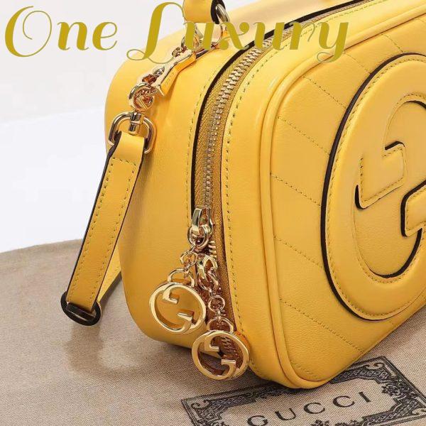 Replica Gucci Women GG Blondie Top Handle Bag Yellow Leather Round Interlocking G 9