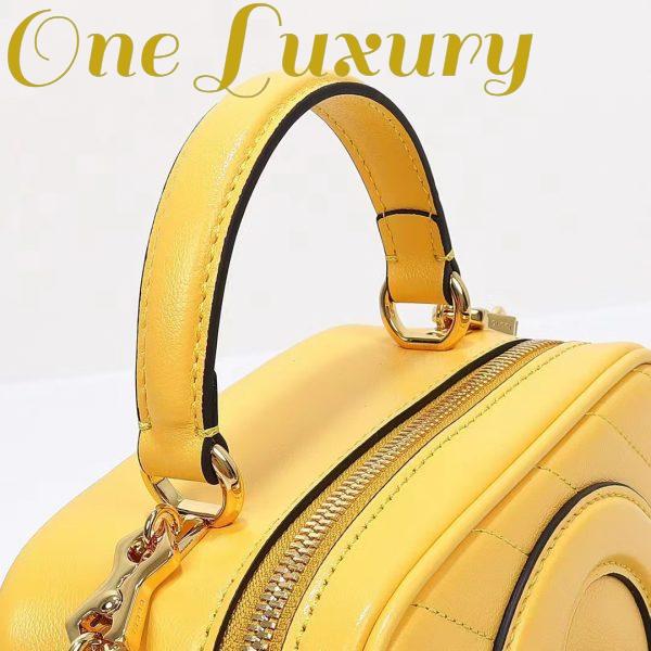 Replica Gucci Women GG Blondie Top Handle Bag Yellow Leather Round Interlocking G 10