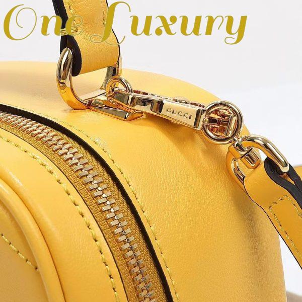 Replica Gucci Women GG Blondie Top Handle Bag Yellow Leather Round Interlocking G 11