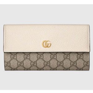Replica Gucci Women GG Marmont Continental Wallet Beige and Ebony GG Supreme Canvas 2