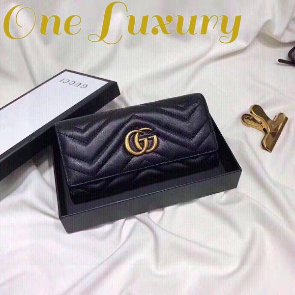 Replica Gucci Women GG Marmont Continental Wallet Black Matelassé Chevron Leather with GG 3