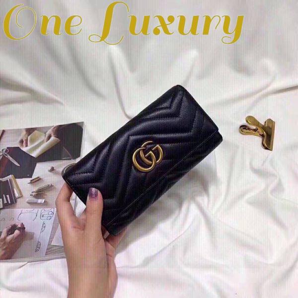 Replica Gucci Women GG Marmont Continental Wallet Black Matelassé Chevron Leather with GG 5
