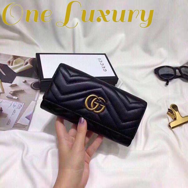 Replica Gucci Women GG Marmont Continental Wallet Black Matelassé Chevron Leather with GG 6