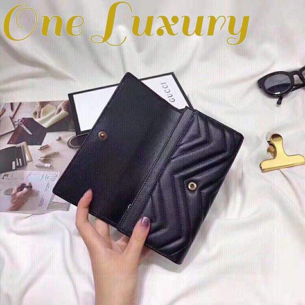 Replica Gucci Women GG Marmont Continental Wallet Black Matelassé Chevron Leather with GG 7