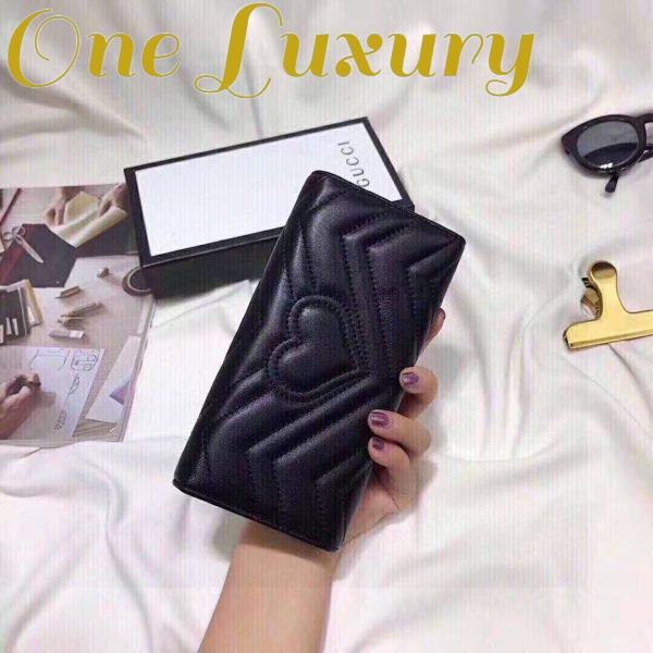 Replica Gucci Women GG Marmont Continental Wallet Black Matelassé Chevron Leather with GG 8