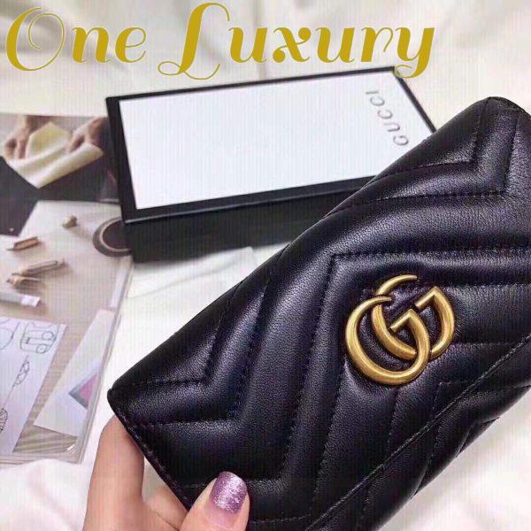 Replica Gucci Women GG Marmont Continental Wallet Black Matelassé Chevron Leather with GG 9