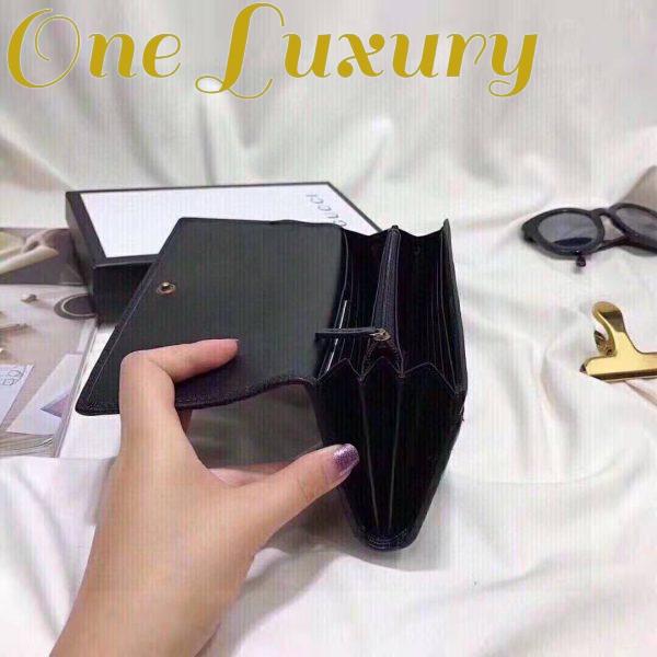 Replica Gucci Women GG Marmont Continental Wallet Black Matelassé Chevron Leather with GG 11