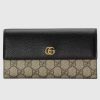 Replica Gucci Women GG Marmont Leather Continental Wallet Beige Ebony GG Supreme Canvas