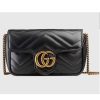 Replica Gucci Women GG Marmont Matelassé Leather Super Mini Bag Black Double G