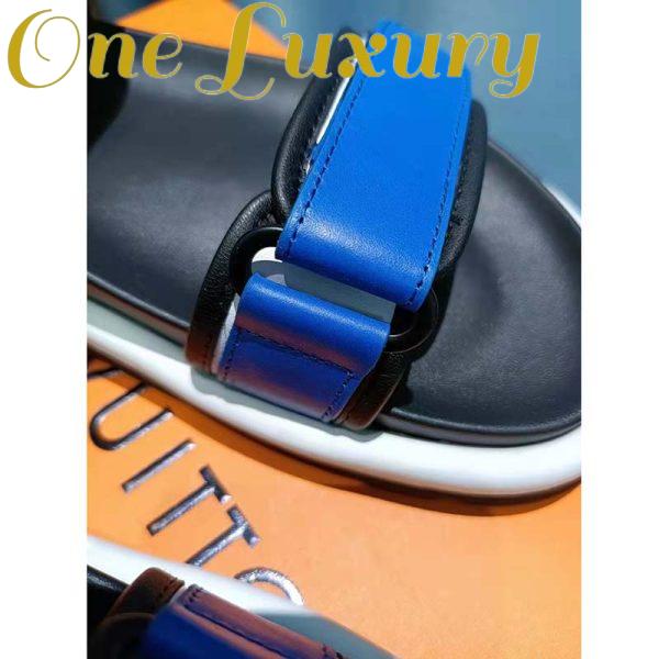 Replica Louis Vuitton Unisex Pool Pillow Flat Comfort Sandal Blue Calf Leather 7