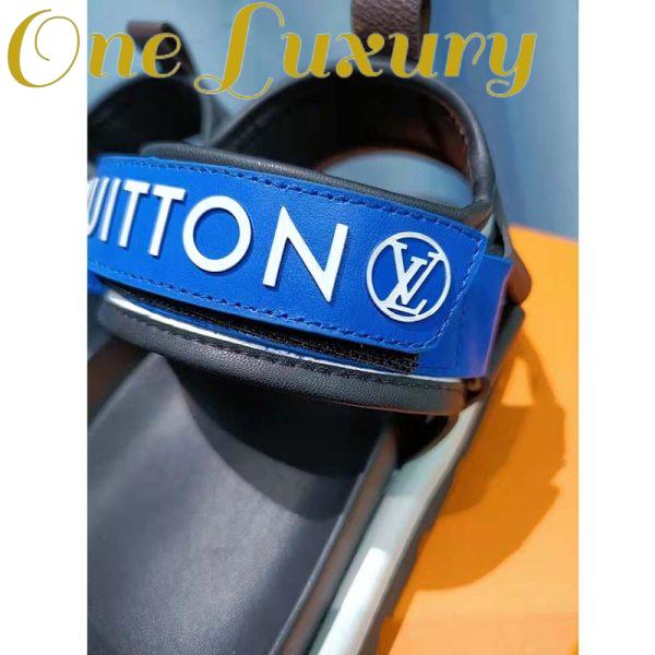 Replica Louis Vuitton Unisex Pool Pillow Flat Comfort Sandal Blue Calf Leather 8