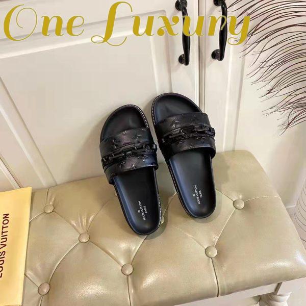 Replica Louis Vuitton Unisex Sunset Flat Comfort Mule Black Monogram Embossed Calf Leather 5