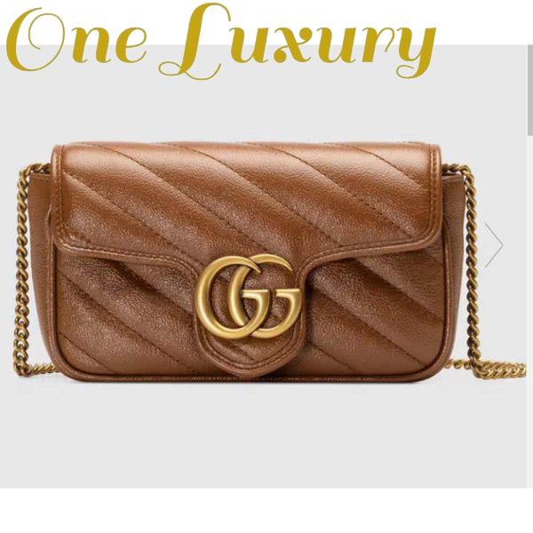 Replica Gucci Women GG Marmont Matelassé Super Mini Bag Brown Double G