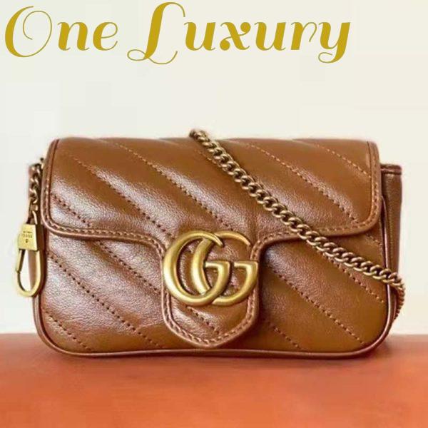 Replica Gucci Women GG Marmont Matelassé Super Mini Bag Brown Double G 3