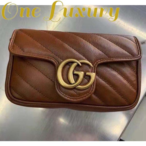 Replica Gucci Women GG Marmont Matelassé Super Mini Bag Brown Double G 5
