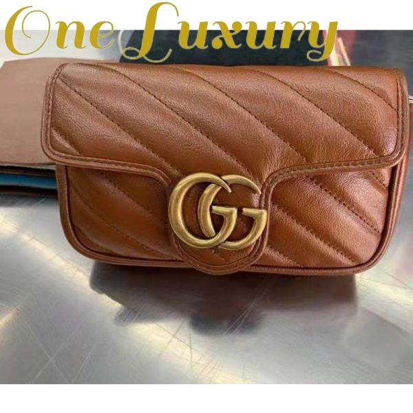 Replica Gucci Women GG Marmont Matelassé Super Mini Bag Brown Double G 6