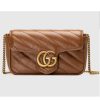 Replica Gucci Women GG Marmont Matelassé Super Mini Bag Brown Double G 17