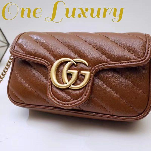 Replica Gucci Women GG Marmont Matelassé Super Mini Bag Brown Leather Double G 5