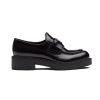 Replica Prada Women Brushed Leather Loafers-Black