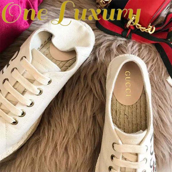 Replica Gucci Women Shoes Logo Platform Espadrille 50mm Heel-White 5
