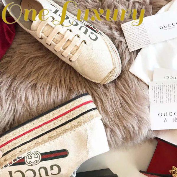 Replica Gucci Women Shoes Logo Platform Espadrille 50mm Heel-White 6