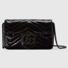 Replica Gucci Women GG Marmont Patent Super Mini Bag Black Matelassé Chevron Leather