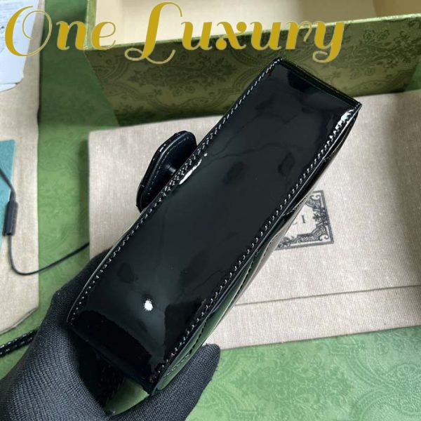 Replica Gucci Women GG Marmont Patent Super Mini Bag Black Matelassé Chevron Leather 6