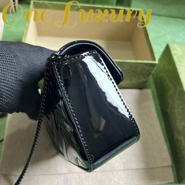 Replica Gucci Women GG Marmont Patent Super Mini Bag Black Matelassé Chevron Leather 7