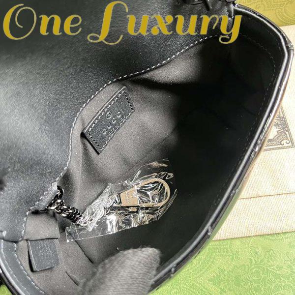 Replica Gucci Women GG Marmont Patent Super Mini Bag Black Matelassé Chevron Leather 9