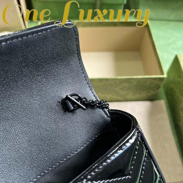 Replica Gucci Women GG Marmont Patent Super Mini Bag Black Matelassé Chevron Leather 10