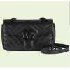 Replica Gucci Women GG Marmont Mini Shoulder Bag Black Matelassé Chevron Double G Leather