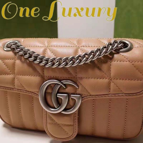 Replica Gucci Women GG Marmont Small Shoulder Bag Beige Matelassé Leather Double G 8