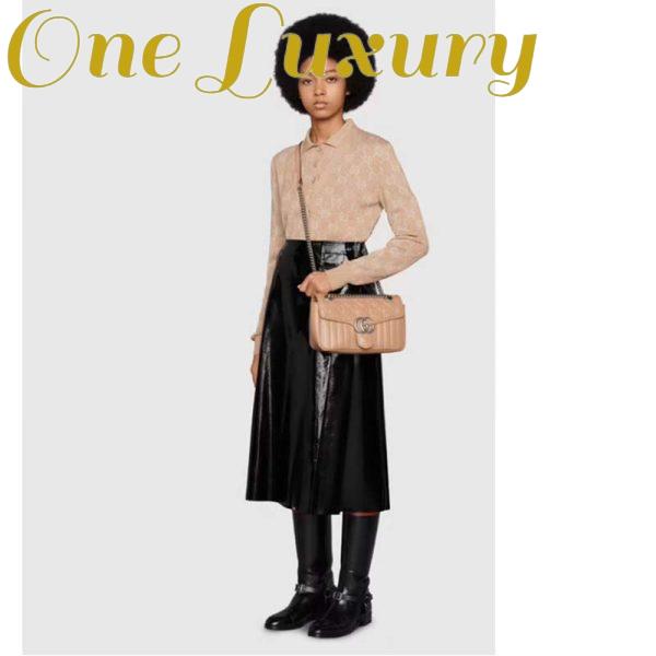 Replica Gucci Women GG Marmont Small Shoulder Bag Beige Matelassé Leather Double G 12