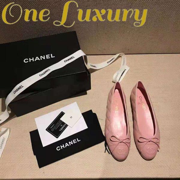 Replica Chanel Women Ballerinas in Aged Calfskin Leather-Pink 4