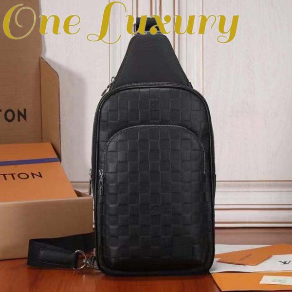 Replica Louis Vuitton LV Unisex Avenue Sling Bag Black Damier Infini Cowhide Leather 3