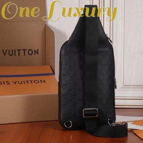 Replica Louis Vuitton LV Unisex Avenue Sling Bag Black Damier Infini Cowhide Leather 4