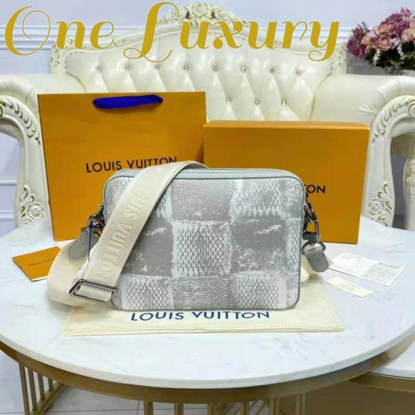 Replica Louis Vuitton LV Unisex Trio Messenger Stone Gray Damier Salt Canvas Cowhide Leather 7